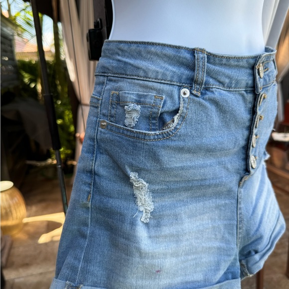 LOVE TREE Distressed Denim Shorts High Waist M - Picture 6 of 11
